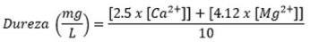 Formula de la dureza del agua