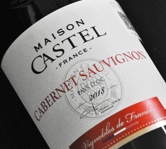 Vino Cabernet Sauvingnon producido en Languedoc, Francia.